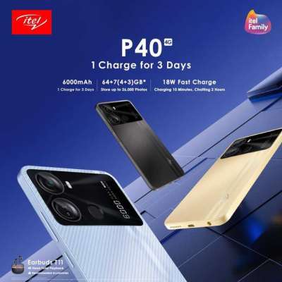 ITEL P40 64GB ROM and 7 (4+3) GB Extended RAM